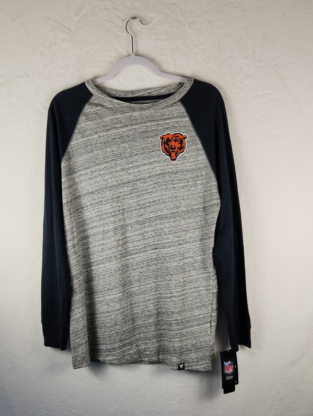 Chicago Bears Long Sleeve Tee - Heather Gray & Navy Men's Size Medium‎